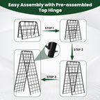 A-Frame Cucumber Trellis for Raised Bed, 50"x 16" Adjustable Heavy Duty Metal Garden Trellis for Climbing Plants Outdoor, Plant Support for Tomatoes Pea Bean Grape Vining Vegetables (2 Pack)