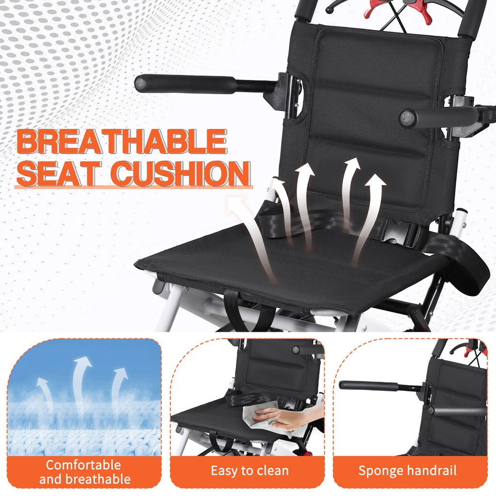 Wheelchairs for Adults,Transport Lightweight Foldable with Flip-up armrests, Portable Folding Travel Wheel Chairs for Seniors（220 lbs Weight Limit）