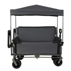 ZeHuoGe 3-in-1 Folding Wagon Cart with Bench Seat & Canopy & Storage, 500lbs Heavy-Duty, 180L Capacity, All-Terrain Wagon for Camping, Beach, Sports, & Garden (Gray)