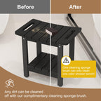 oridom HIPS Shower Benches for Inside Shower, Shower Stool with Space-Efficient Storage Shelf, Waterproof Shower Chair Seat for Spa Bathroom(Black)