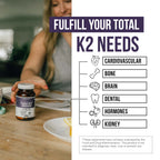 Total K2® | Vitamin K2 as MK7 & MK4 | Plus K1 & Vitamin D3 Cofactor - 620 mcg K2 per Serving - All-Trans MK7 from MenaQ7® - Full-Spectrum Vitamin K - Vegan, Organic Certified (60 Capsules)