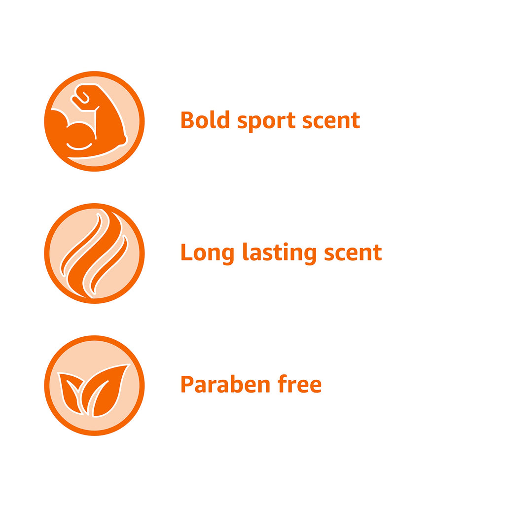 Amazon Basics Men's Body Wash, Sport Scent, Paraben and Phthalate Free, Refreshing Clean, 18 Fluid Ounce, 6-Pack