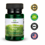 Swanson L. Reuteri Probiotic Plus w/L. Rhamnosus L. Acidophilus & FOS Prebiotic Digestive Support - Promotes Gut Health w/ 7 Billion CFU per Capsule - (30 Veggie Capsules) (4 Pack)