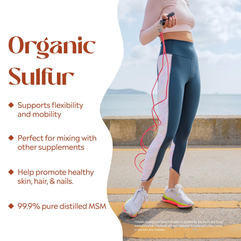 PURE Organic Sulfur Powder | 14.1 oz | Premium MSM Supplement for Joint Support, Skin Care & Hair Growth | 99.9% MSM | Vegan Joint Support Supplement & Hair Supplement, MSM Powder