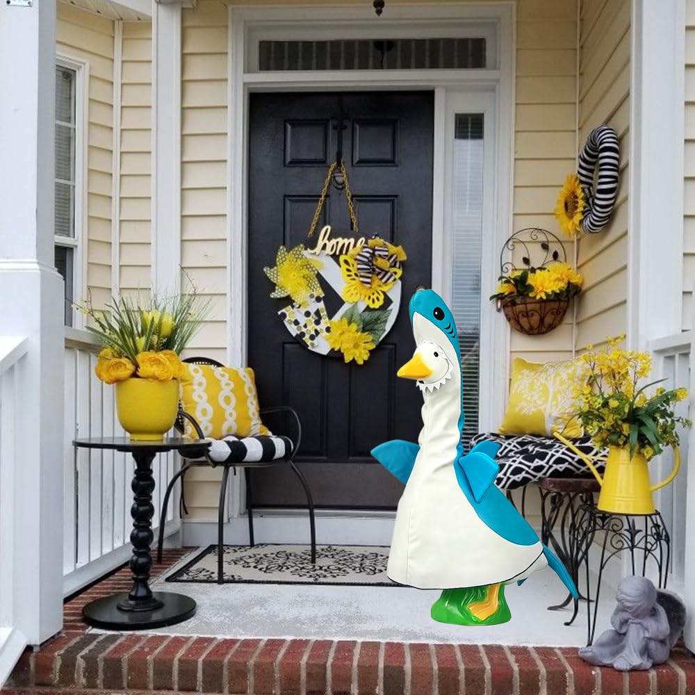 ARGOOFG Summer Porch Goose Outfits for Large 23" H Statue Decor, Shark Blue