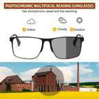 UXAOSVME Progressive Multifocus Reading Glasses Anti Blue Light Photochromic/Bifocal Reading Glasses for men UV Protection (Multifocal-Black, 2.5, x)