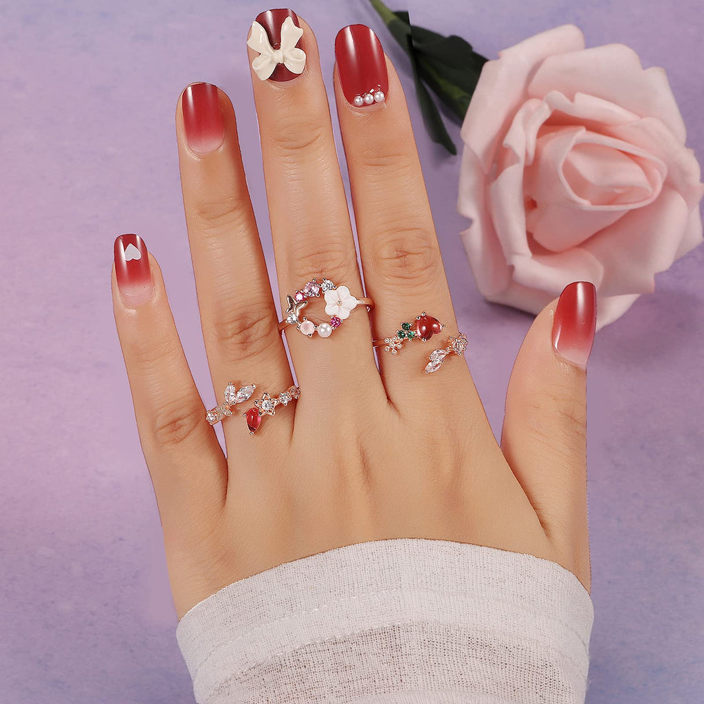 12 Pcs Rose Gold Rings for Women Knuckle Rings Set - Engagement Rings for Women - Cubic Zirconia Rings for Teen Girls - Stackable Rings for Women Finger Rings- Pack of Silver Rings for Teen Girls