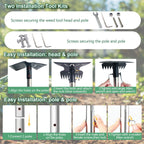 Larger Weed Puller Tool with Long Handle, 2-in-1 Heavy Duty Weed Rake & Hoe
