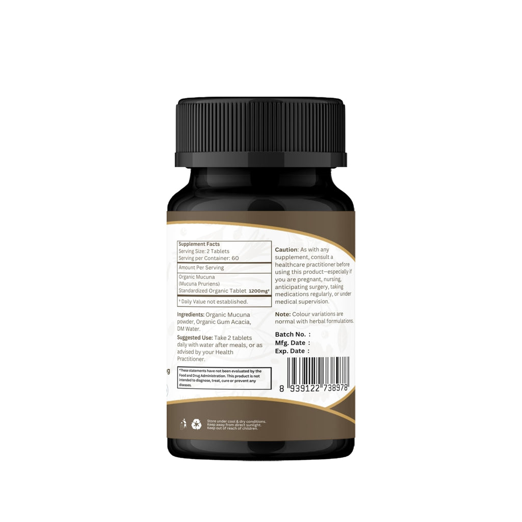 ORGANIC SPREE Mucuna Tablets - USDA Organic Mucuna Supplement, Supports Energy, Stamina & Overall Wellness*, 120 Tablets - Pack of 3