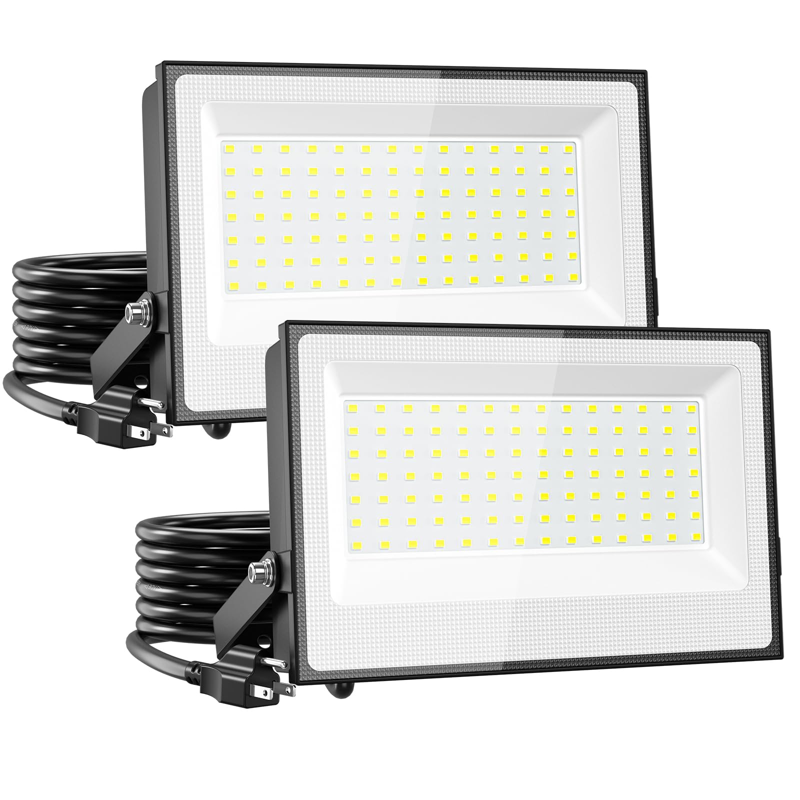 Onforu 120W Flood Lights Outdoor,12000lm Bright LED Work Light with Plug,Daylight White LED Flood Lighting, IP66 Waterproof Security Yard Lights for Yard Garage Stadium 2 Pack