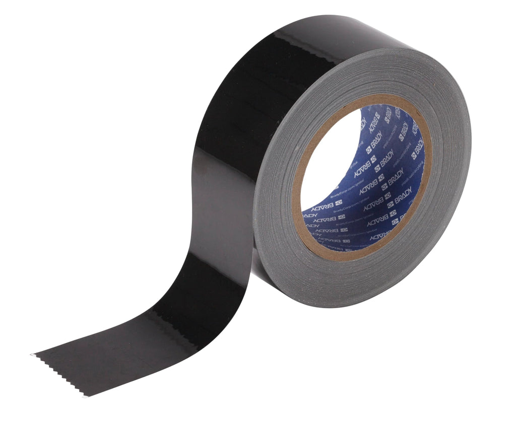 Brady ToughStripe Floor Marking Tape - Black, Non-Abrasive Floor Tape - 2" Width, 100' Length for Concrete, Harsh Conditions, Forklift, High Traffic Floors (104310)