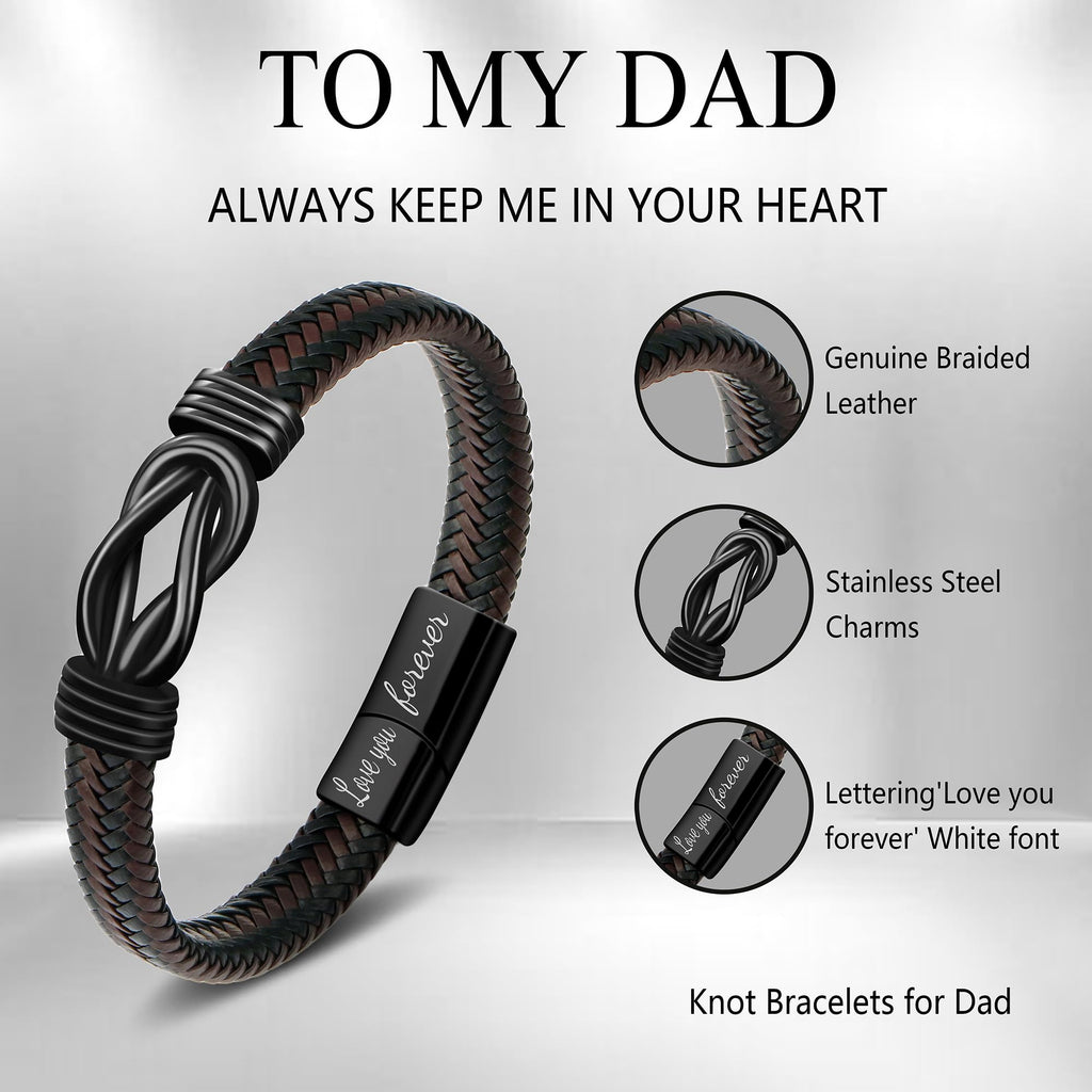 JoycuFF Fathers Day Ideas Gifts for Best Dad Ever from Daughter Knot Bracelet fro Men To My Dad Anniversary Birthday Gift for Father Love you Forever