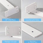 Shelf Brackets, Heavy Duty Floating Shelf Brackets 10-Inch Long, 6-Pack Brackets for Shelves, Matte White L Hidden Metal Wall Shelf Support Shelving Brackets, 1/5-Inch Thick 160 lb. Load Capacity