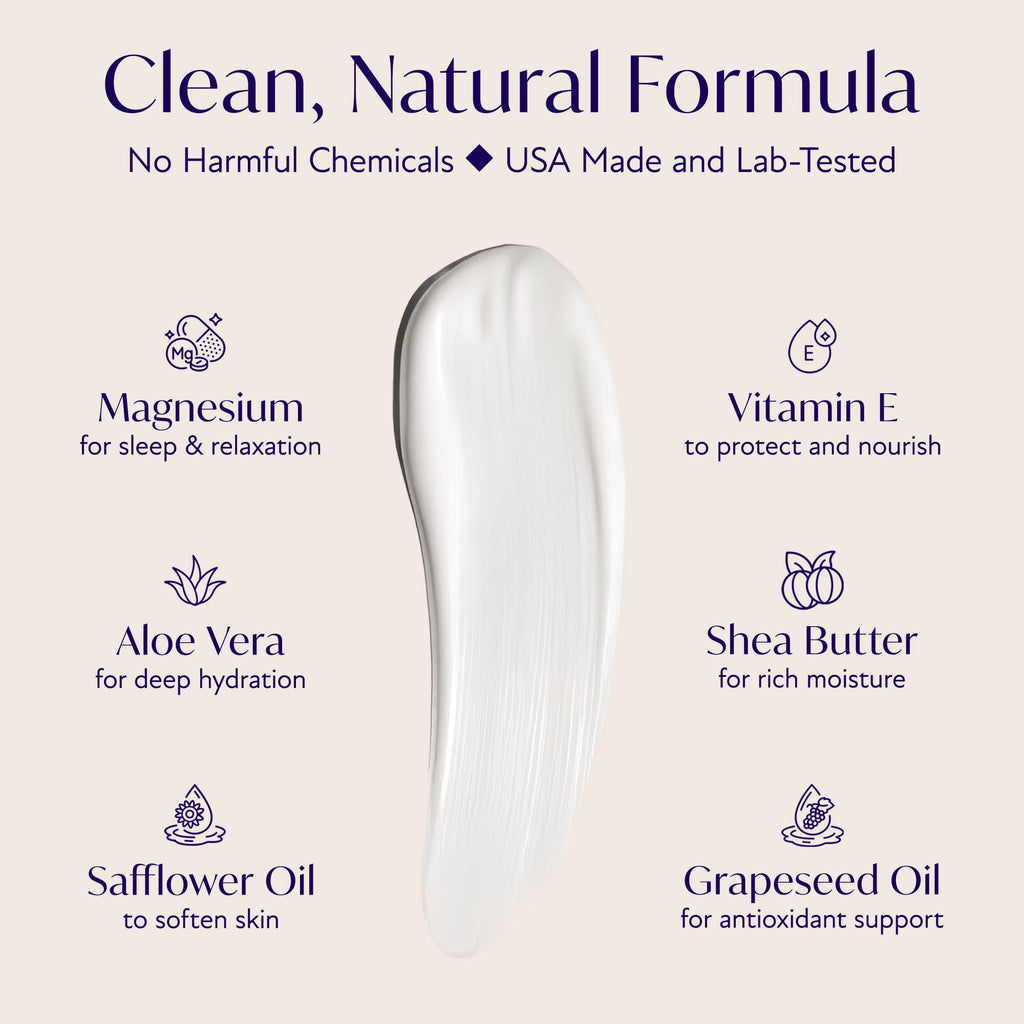 Solia Magnesium Sleep Cream, USA-Made Topical Magnesium Lotion for Sleep, Lavender Lotion for Feet Pain, Nighttime Mag Oil Body Butter, Foot Cream for Leg Cramps, Relaxing Rub for Muscle Soreness, 4oz