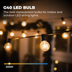 GvvooHome 70 Pack LED G40 Replacement Bulbs for String Lights, Shatterproof Plastic Globe Bulb for Indoor Outdoor Patio Decor, E12 Candelabra Socket Base, Warm White