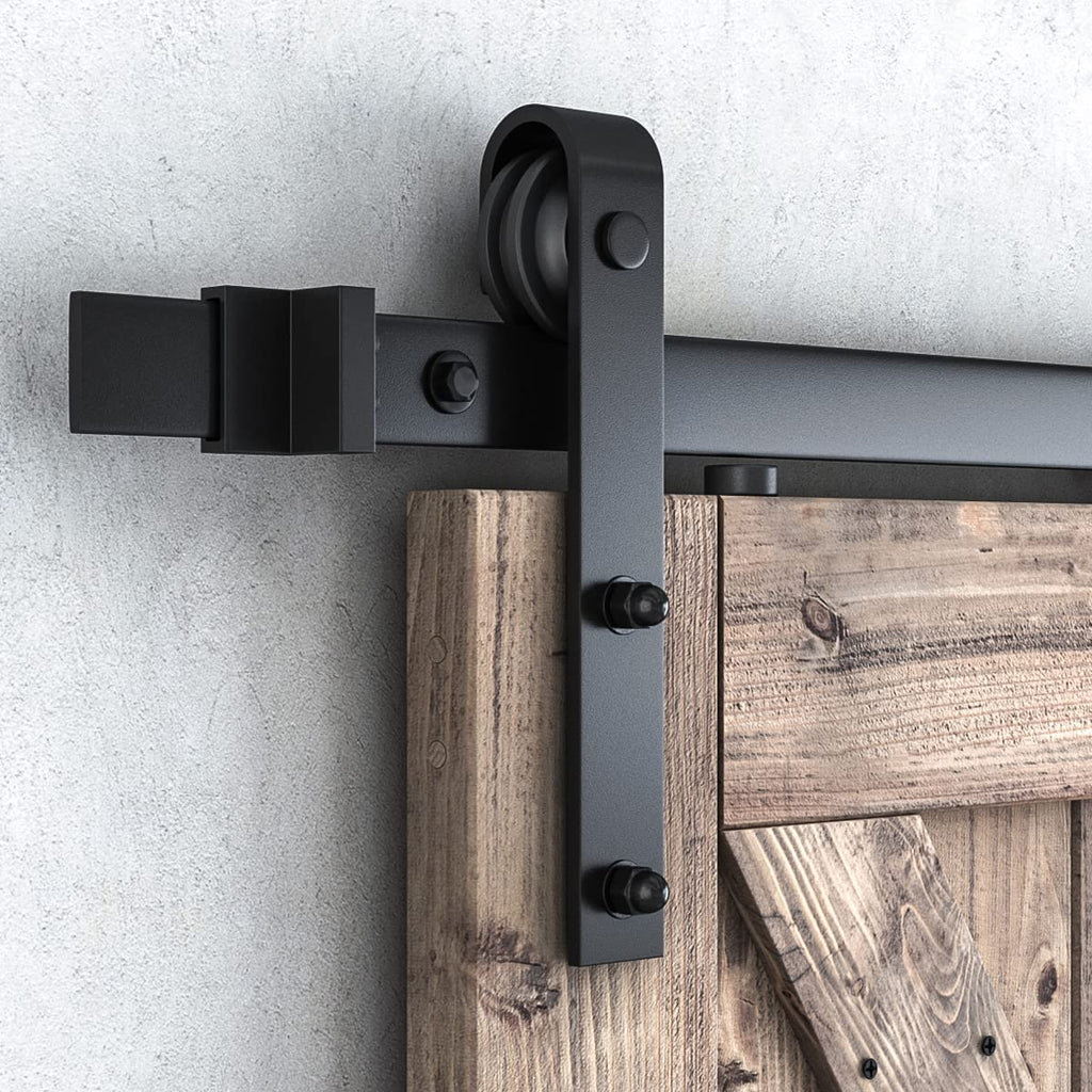 SMARTSTANDARD 7.5FT Barn Door Hardware Kit, Sliding Barn Door Track -Smoothly and Quietly -Easy to Install -Includes Step-by-Step Installation Instruction Fit 42“-45" Wide Door Panel (J Shape Hanger)