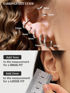 Silvora Sterling Silver Hoop Earrings for Women, 8mm Small Silver Hoops Huggie Earrings Lightweight Cartilage Earring for Sensitive Ears