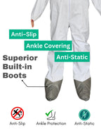 Andes Hazmat Suits, Protective Coveralls with Attached Boots, Heavy Duty Full Body Disposable Painters Suits, Lab Coveralls (25, Large)