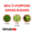Kimura® Pro Grass Shears - Premium Lawn Shears with 360° Rotating Head, Japanese SK5 Steel Blades, Lightweight, Ergonomic TPR Coated Handles, Garden Shears for Edging and Trimming - 15" Grass Clippers