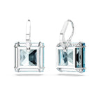Swarovski Millenia Earrings, Square cut crystal, Blue, Rhodium plated