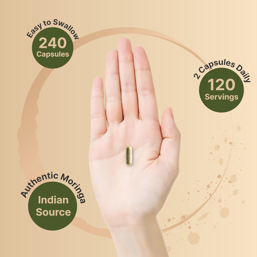 NatureBell Moringa - 240 Capsules - Organic Moringa for Immune, Energy & Skin Health Support* - Green Superfood Properties
