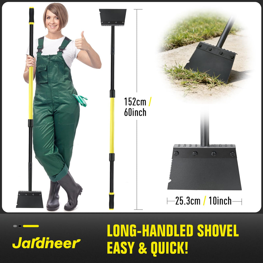 Jardineer Garden Flat Shovel Heavy Duty, Multifunctional Garden Cleaning Shovels for Lawn Edging,Sidewalk Weeding, Floor Scraper Long Handle, Metal Snow Shovel,Ice Scraper for Driveway (60")