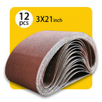 3x21 3 x 21 Inch Sanding Belt Pack 3-Inch x 21-Inch,12 Pcs(4 Each of 80 120 150 Grits) Aluminum Oxide for Sander