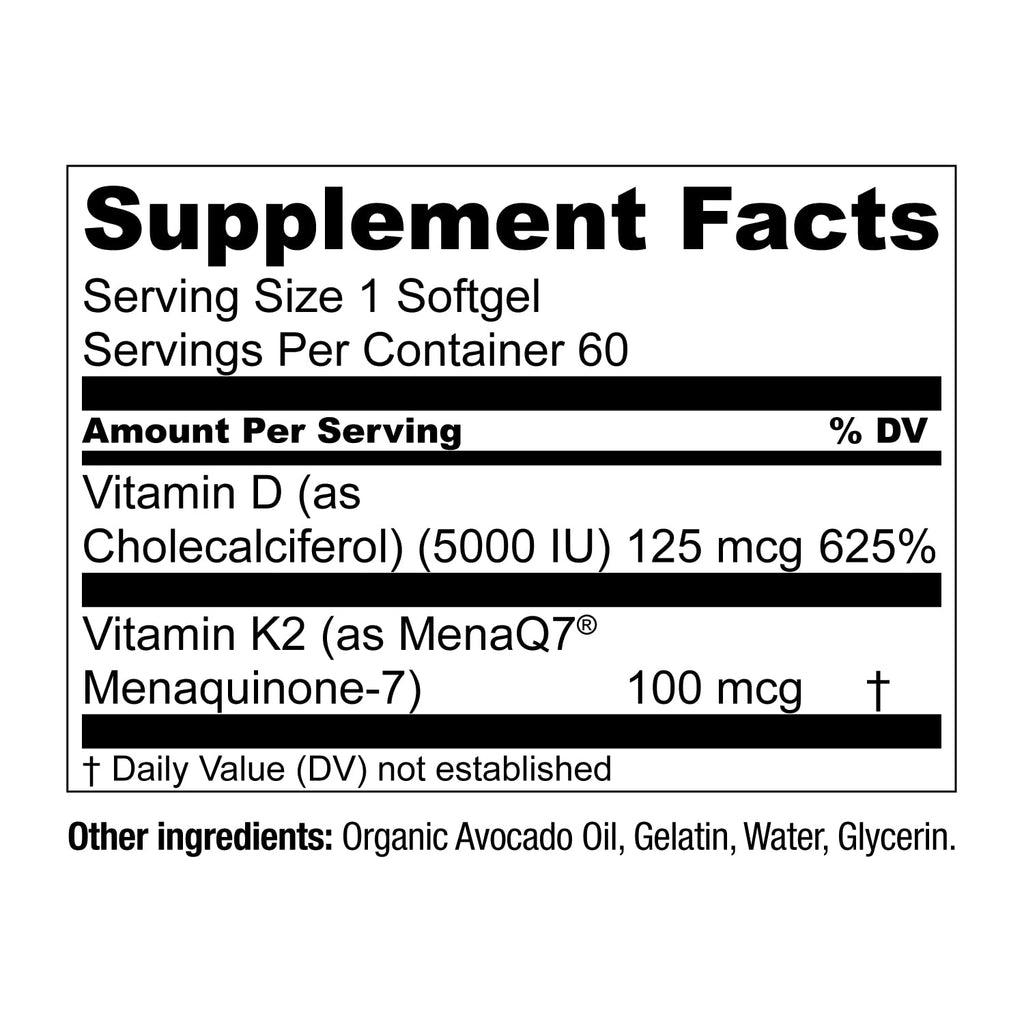 Live Conscious Vitamin K2 MK7 with D3 Supplement | Bone & Heart Health Support - Patented Vitamin K & Vitamin D3 5000 IU (2-Pack)