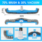 (2026 Upgraded) 20" 2 in 1 Pool Brush Vacuum Head with Swivel Hose Connection & Sturdy Nylon Bristles for Heavy Duty Inground & Above- Ground Pool Cleaning - Connecting 1-1/4" or 1-1/2" Hose (No Pole)