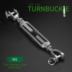 Jamiikury 3PCS M6 Jaw Jaw Turnbuckle Stainless Steel Jaw and Jaw Turnbuckle, Jaw Jaw Closed Body Marine Turnbuckle, Durable for Wire Rope Cable (M6, Jaw & Jaw)