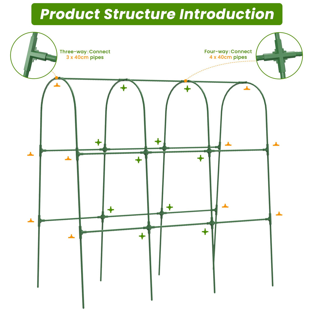 Cucumber Trellis, 50" X 47" U-Shape Garden Trellis for Climbing Plants Outdoor, Arch Trellis Cucumber for Raised Bed, Foldable Plant Support for Vine/Vegetable/Tomato/Zucchini/Pea