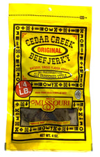 Cedar Creek Beef Jerky, Air-Dried Thinly Sliced, 4oz Pack, No Artificial Preservatives, Grass-Fed & Grain-Finished Beef, High Protein, Low Calorie, Gluten-Free, Paleo Snack