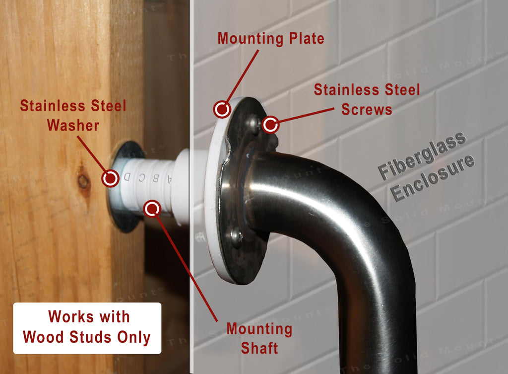 Grab Bar Mounting Kit for Fiberglass Showers – One-Piece Adjustable Spacer System – Precision Trim Fit for Stud Anchoring – Prevents Rotation & Uneven Compression – Made in USA