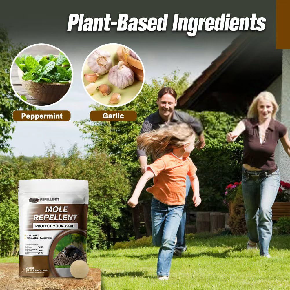 KQCWKH Mole Repellent for Lawns, Mole and Vole Repellent Outdoor, Gopher Repellent, Groundhog Repellent Outdoor, Armadillo Repellent, Mole Deterrent for Yard, Lasts Up to 3 Months, 8 Balls