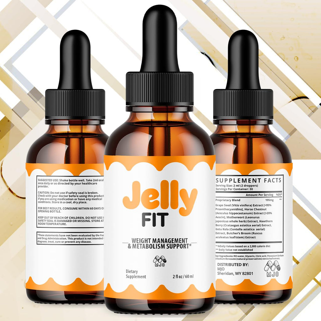 Jelly Fit Drops, Official JellyFit Drops with All Natural Ingredients, Advanced Jelly Fit Health and Wellness Support Supplement, JellyFit Maximum Strength Active Lifestyle Multivitamin (30 Servings)
