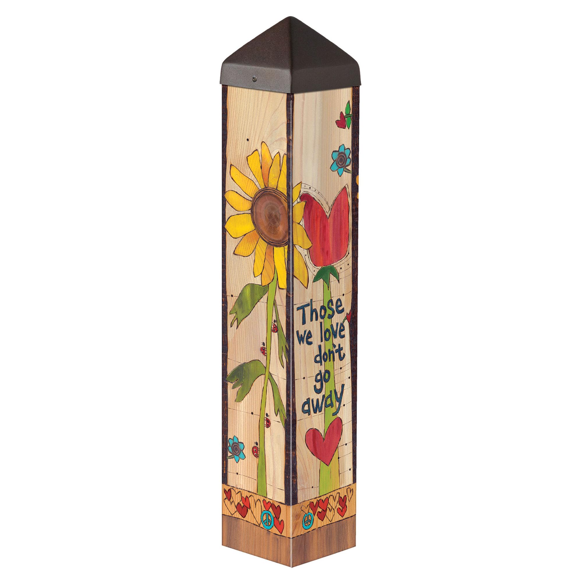 Studio M Art Pole, PVC Weather Resistant Pole with Vinyl Bowl 20 inches Tall Outdoor Decoration for Gardens, Patios, Yards, Landscaping and Birding Accessories, Those We Love Don't Go Away