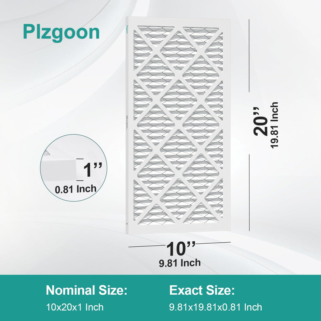 10x20x1 Air Filter MERV 8 MPR 600 (4 Pack) Pleated HVAC Furnace Filters for Home Air Conditioner AC Heating System (Exact Dimensions: 9.75"L x 19.75"W x 0.75"Th)