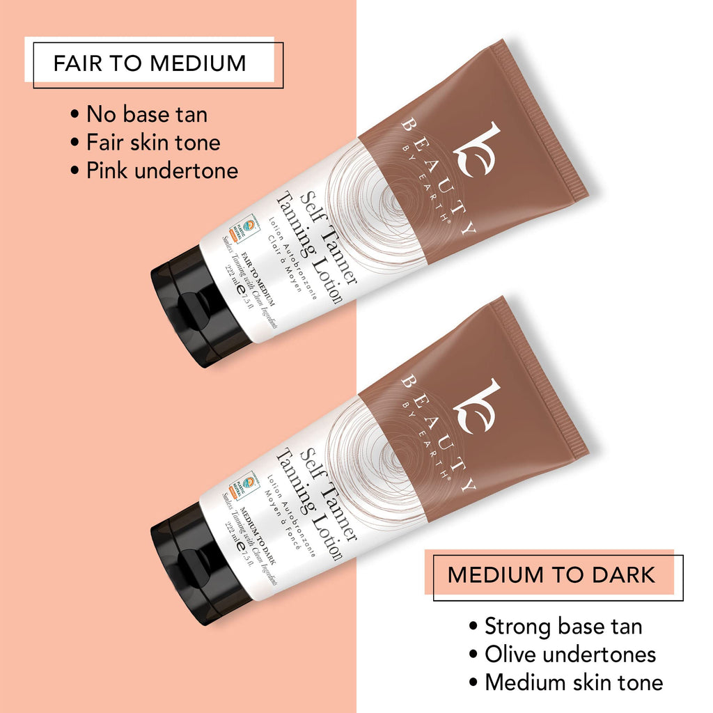 Self Tanner Face & Body - With Organic Aloe Vera & Shea Butter, Sunless Tanning Lotion, Bronzer Buildable Fair to Medium Tan, Fake Tan Self Tanners Best Sellers, 7.5oz (body) 3oz (face)