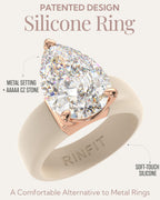 Rinfit Silicone Ring with Stone, Pear Cut CZ - Nude/RG, Size 7