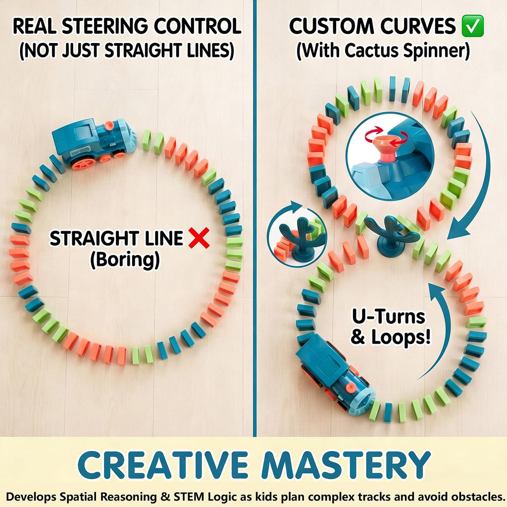 PREPHY Domino Train Toys Kids Games - Automatic Stacking Creative Game 3+ Year Old - Stem Montessori Toy for Boys 4-6 - Summer Autistic Christmas Birthday Gifts 5 6 Kids Ages 4-8