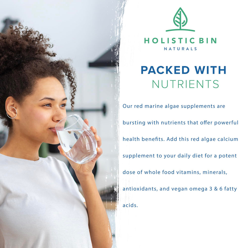 Holistic Bin Red Marine Algae Capsules Gigartina and Dumontiacea Red Algae Supplements | Gluten Free, Vegan, Wild Harvested | Rich in Vegan Omega 3 (40 Capsules)