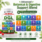 Sugar Free DGL Stomach Smoother Gummies with DGL Licorice, Slippery Elm, Marshmallow Root, Aloe Vera, Probiotic & Prebiotic Fiber, Ginger, Mastic Gum, L-Glutamine, Zinc Carnosine, Digestive Support
