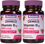 BlueBonnet Nutrition Earth Sweet Vitamin B12 2000 mcg Chewable Tablets, Soy-Free, Gluten-Free, Kosher Certified, Dairy-Free, Vegan, Raspberry Flavored, 90 Chewable Tablets, 90 Servings (Pack of 2)