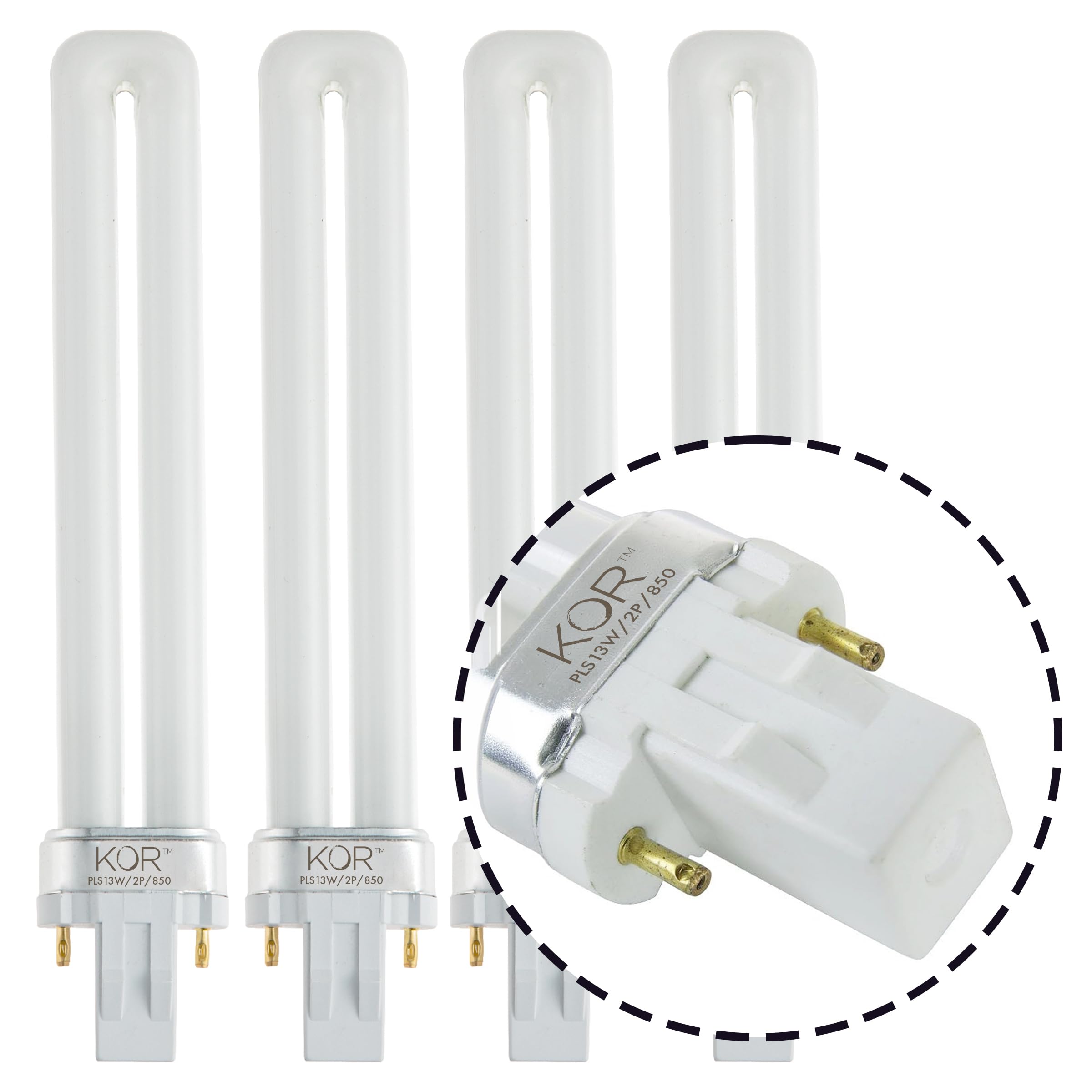 (Pack of 4) 13W CFL Light Bulbs – Single Tube, 2-Pin GX23 Base, 5000K Bright White – Compatible with Sylvania CF13DS/850, Philips PL-S 13W/850, GE F13BX/850