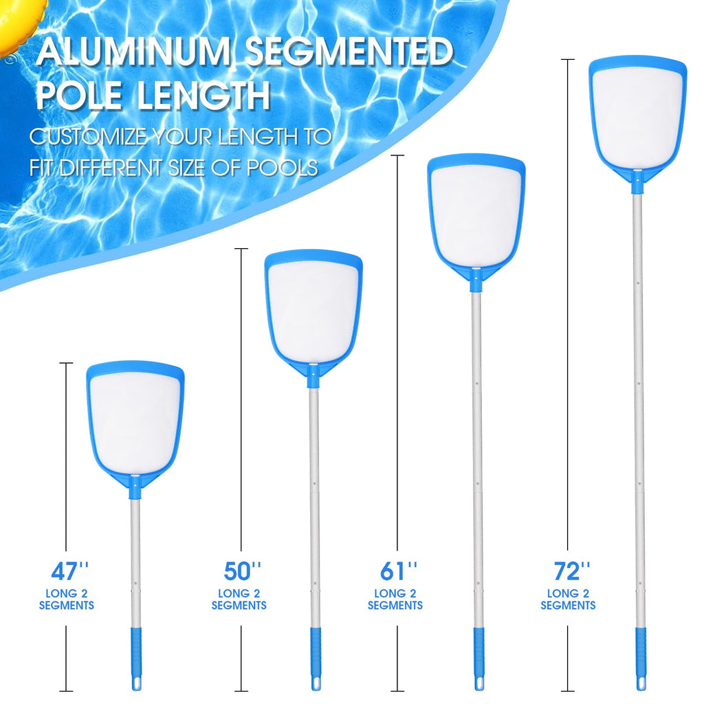 TidyMister Pool Leaf Skimmer Net Ultra Fine Mesh with Aluminum Poles 5 Sections 6 Feet Swimming Pool Cleaning Net Leaf Catcher for Above Ground Pools Inground Pools