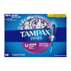 Tampax Pearl Tampons for Women, with LeakGuard Braid, Ultra Absorbency, Unscented, 60 Count