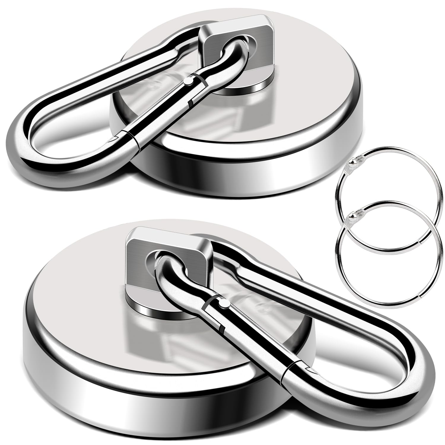 LOVIMAG Magnetic Hooks Heavy Duty, 200LBS+ Super Strong Magnetic Hooks Cruise, Powerful Neodymium Magnets Hook with Swivel Carabiner Hook for Hanging, Kitchen, Cruise Cabins, Grill, Tool Room-2 Pack