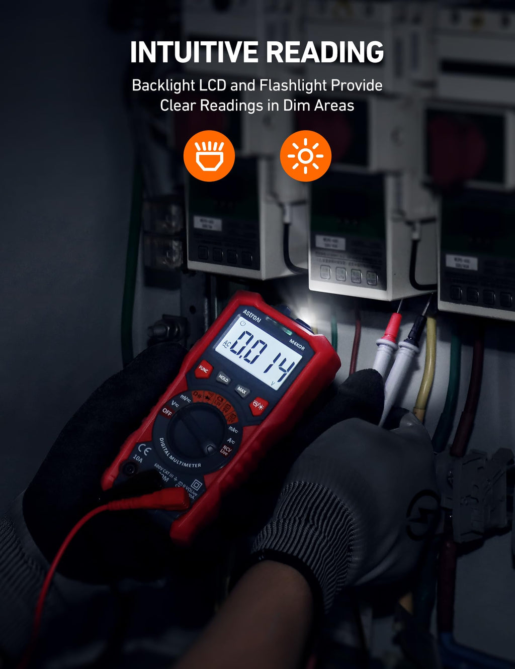 AstroAI Multimeter Tester, TRMS 4000 Counts Volt Meter Auto-Ranging Ohmmeter Digital 1.5v/9v/12v Battery Voltage Tester Measure Voltage Current Resistance Diodes Continuity Capacitance with NCV