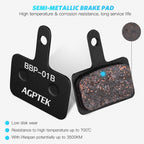 AGPTEK Bike Brake Pads, High-Performance Brake Pads, Disc Brake Pads & Spring (Semi-Metallic) for Mountain Bike Disc Brakes, 2 Pairs Bike Pads, Compatible with TRP Tektro Shimano Deore Br