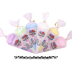 BoFUN 6-Pack Whipped Cream Glue Clay Set with 60+ Resin Charms - DIY Phone Cases Kit Craft for Jewelry, Mirrors & Scrapbooking - Cartoon Slime Charms with Piping Tips (Brown-Yellow)